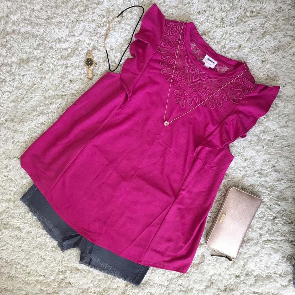 NWOT Pink Lace Top